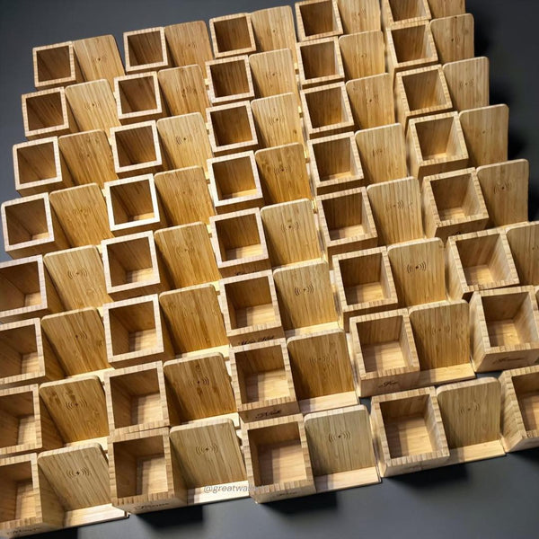 Bamboo Wireless Charger with pen holder