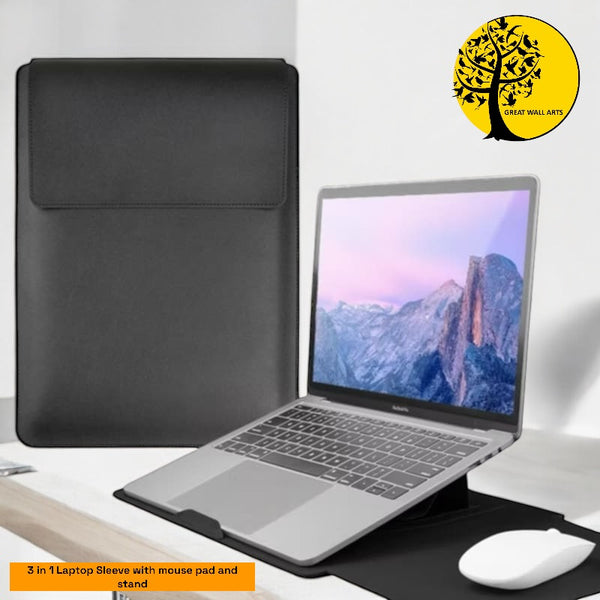 3 in 1 Laptop Sleeve with stand and mouse pad