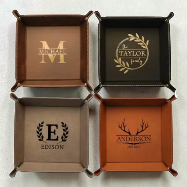 A Custom PU Leather Valet Tray (MOQ 50PCS)