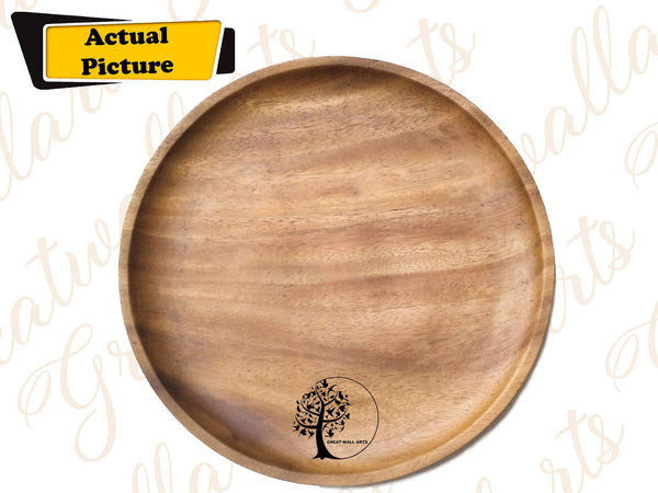 ENGRAVED WOODEN ROUND PLATES