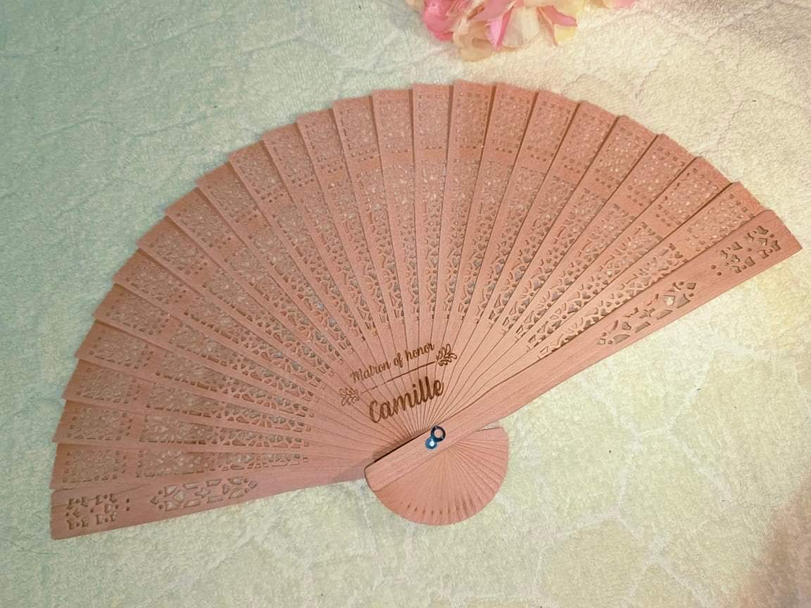 Small bamboo Fan with Personalized Laser Engraved