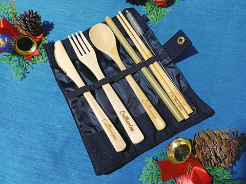 PERSONALIZED BAMBOO CUTLERY SET